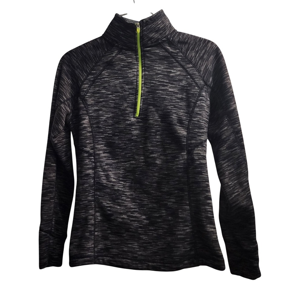 Tek Gear‎ Kids Girls 1/4 Zip Pullover Athletic Top Heathered Black Size XS
